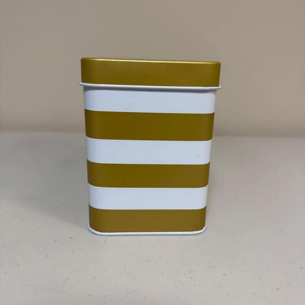 NWOT Stampin Up Note Card Organizing Tin Gold White Stripe Catalog Index Storage